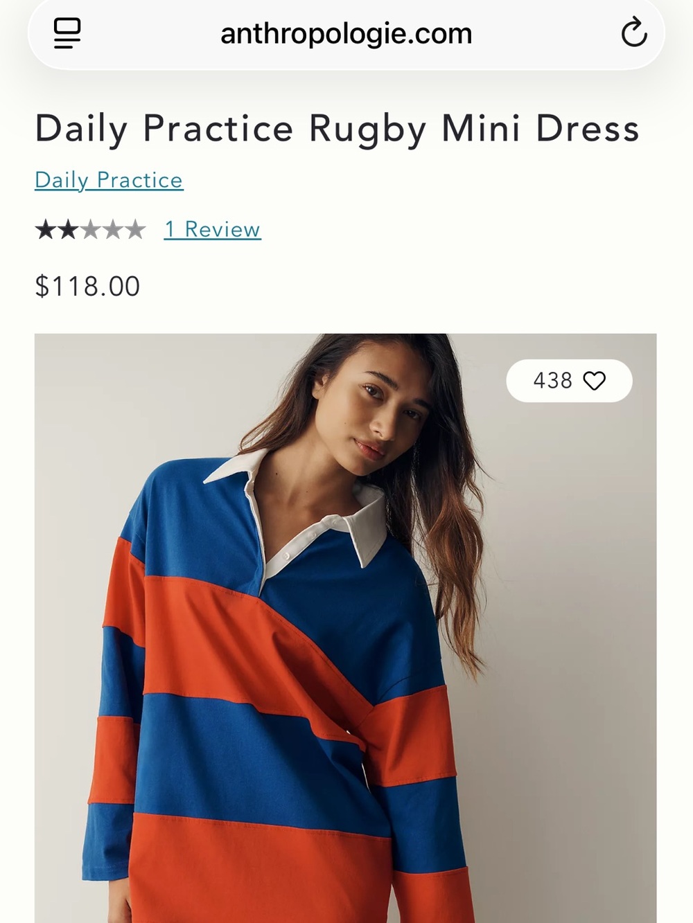 Anthropologie Daily Practice Rugby Mini Dress in Blue and Red
